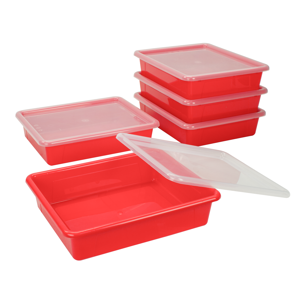 Flat Storage Tray with Lid, Red – Storex