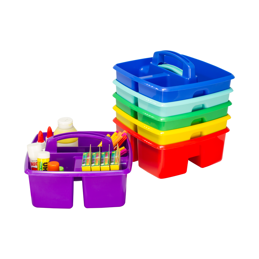 Storex Large Classroom Craft Caddy with Cups, 13 x 11 x 6.575 Inches, Teal, Case of 2 (00984A02C)